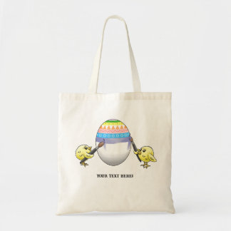 Tote Bag Wonderful Chicks painting a colorful Easter egg