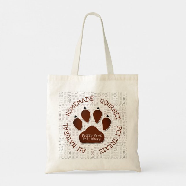 Tote Bag Woof Art et Brown Chig Paw Nom commercial (Dos)