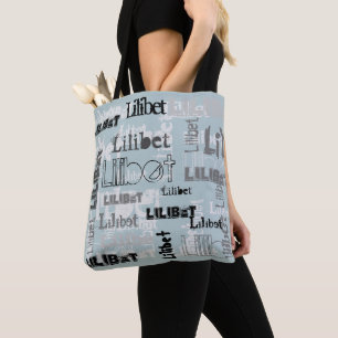 Tote Bag Wordcloud moderne Garçons Filles NOM Personnalisé