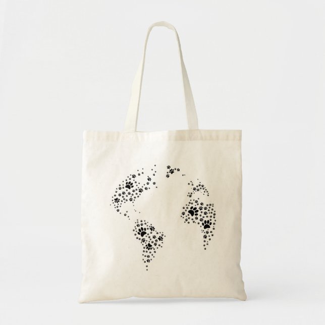 Tote Bag World Atlas Dog Empreintes de pattes (Devant)