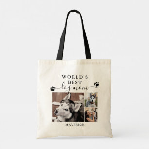 Tote Bag Worlds Best Chien Maman Empreintes de pattes Scrip