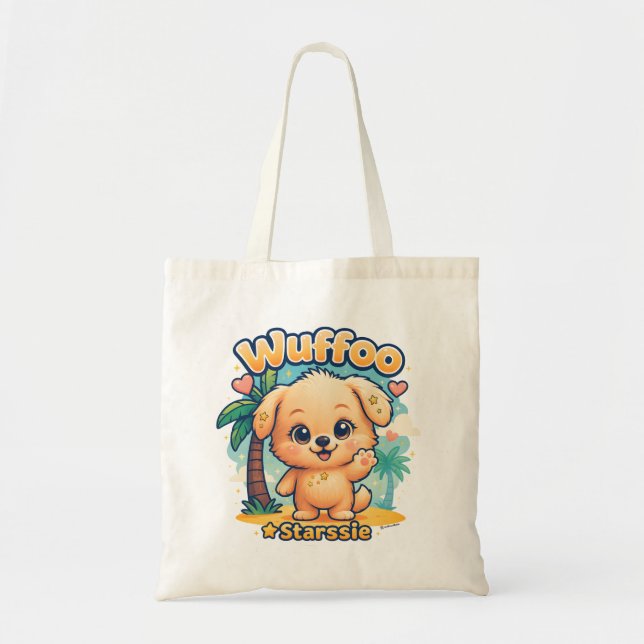Tote Bag Wuffoo Starssie Kawaii Puppy Tropical Island (Devant)