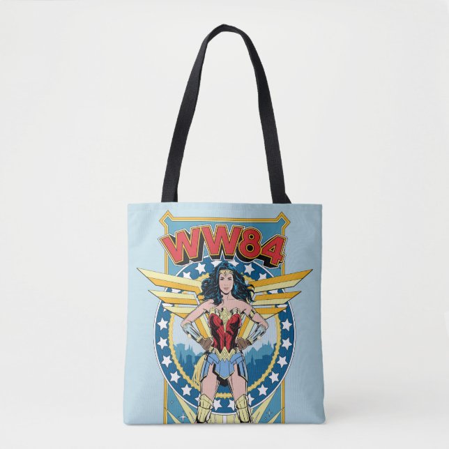 Tote Bag WW84 | Retro Comic Wonder Woman Badge de caractère (Devant)