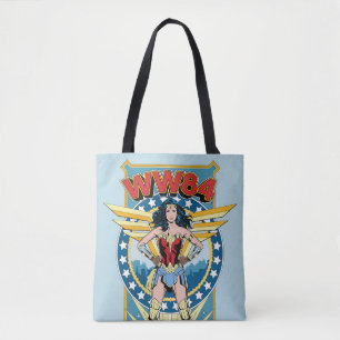 Tote Bag WW84   Retro Comic Wonder Woman Character Badge