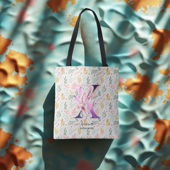 Tote Bag Ximena's Radiant Flourish - Boho Floral Monogramme (Créateur téléchargé)