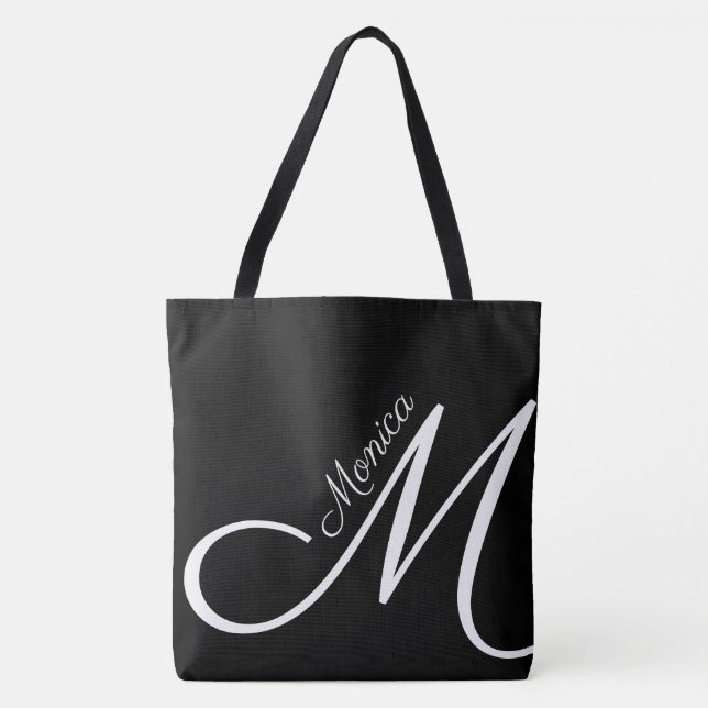 Tote Bag XL BAG - MONOGRAM + NOM - fourre-tout moderne noir (Devant)