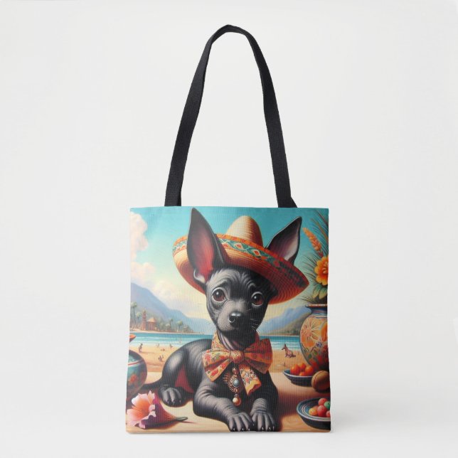 Tote Bag Xoloitzcuintle vintage (Devant)