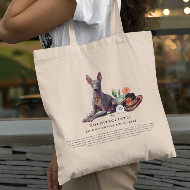 Tote Bag Xoloitzcuintli | Aquarelle mexicaine Chien sans ch (Créateur téléchargé)