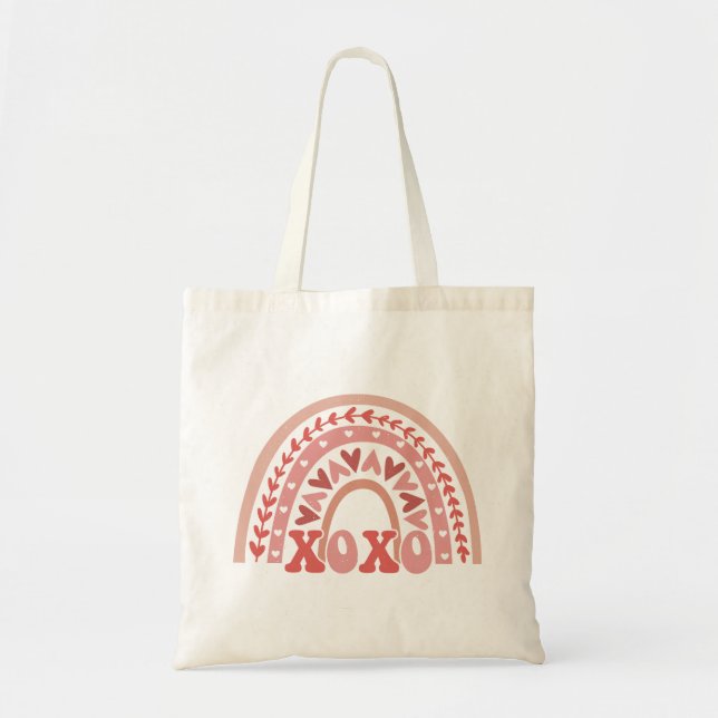 Tote Bag XOXO Saint Valentin Arc en ciel (Devant)