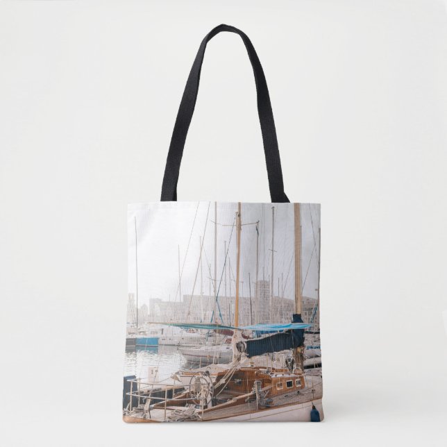 TOTE BAG YACHT BLANC SUR LA BAIE (Devant)