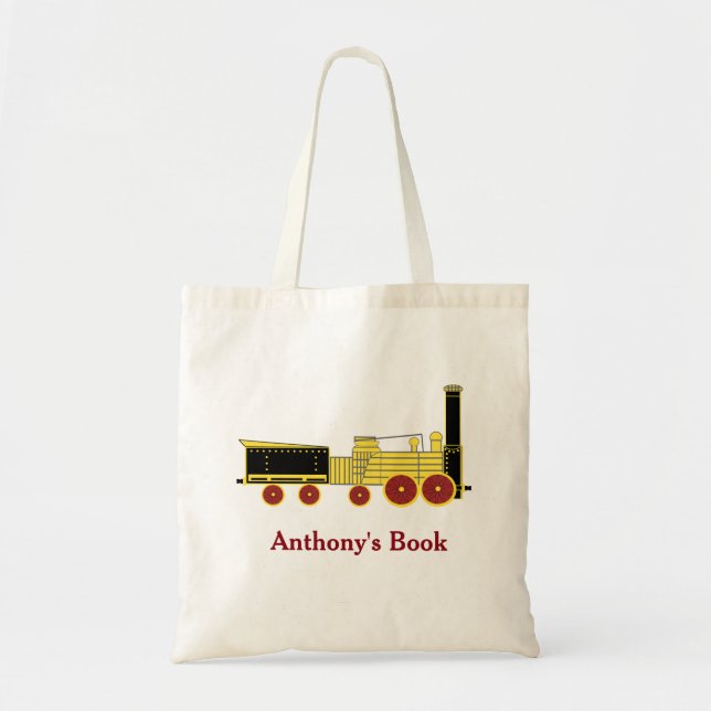 Tote Bag Yellow Black train enfants bibliothèque (Devant)