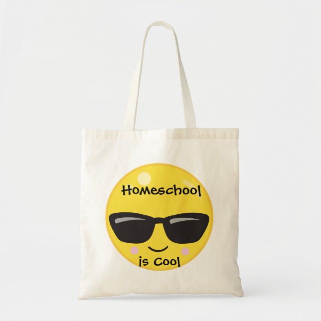 Tote Bag Yellow Emoji Homeschool est Cool (Devant)