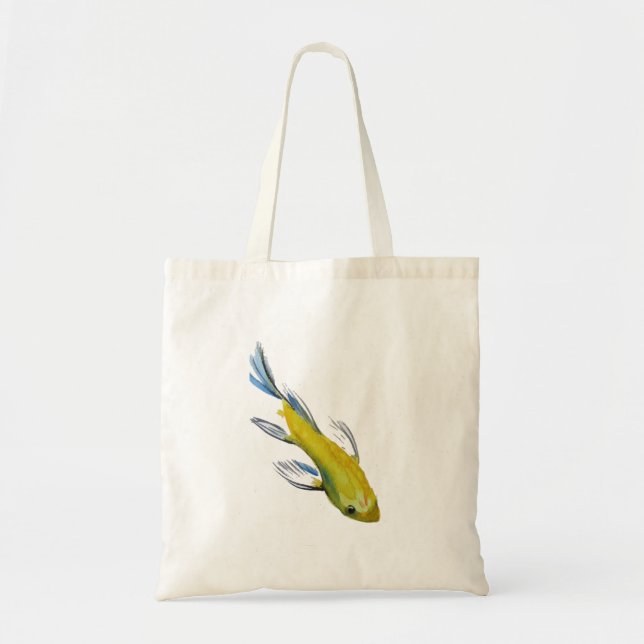 Tote Bag Yellow koi Japonais carp watercolour art fish (Devant)