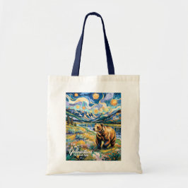 Tote Bag Yellowstone Colorful Landscape Vintage Animal Bear