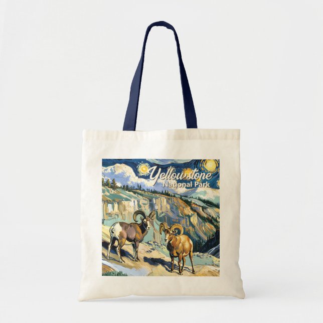 Tote Bag Yellowstone National Park Bighorn Sheep Van Gogh (Devant)