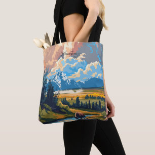 Tote Bag Yellowstone Wyoming USA Illustration de l'art Vint