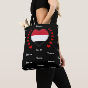 Tote Bag Yemen Flag & Heart, Yemen Flag fashion/sport