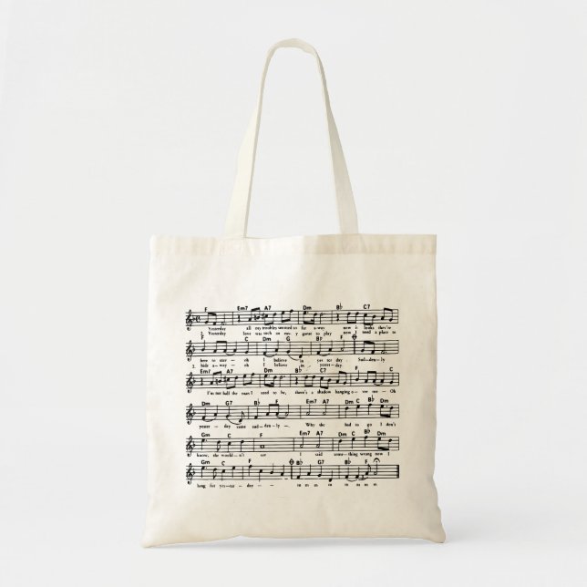 TOTE BAG YESTERDAY SHEET MUSIC PARTITION (Devant)