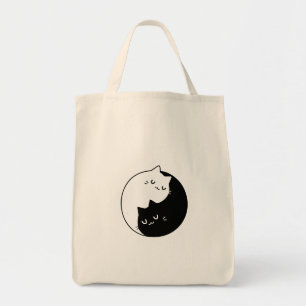 Tote Bag yin noir et blanc et le chat yang design d'amour
