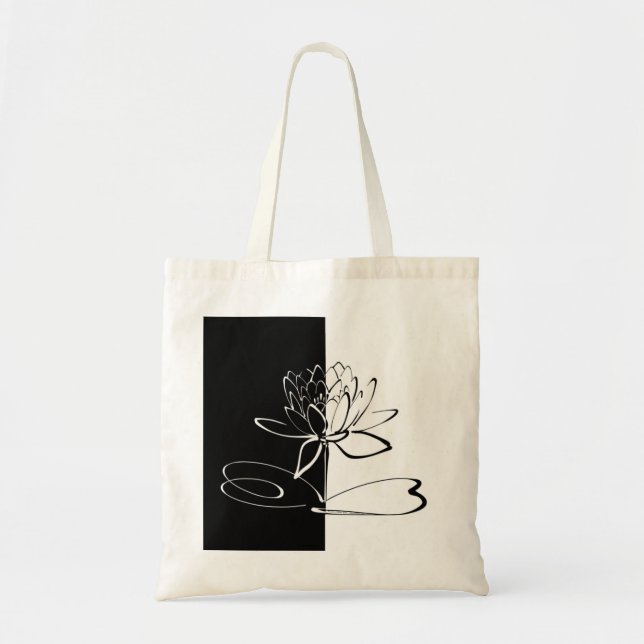 Tote Bag Yin Yang Black Lotus Blossom (Devant)