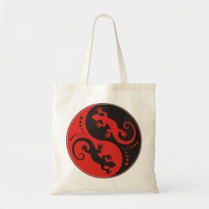 Tote Bag YIN & YANG Geckos black red + your background idea