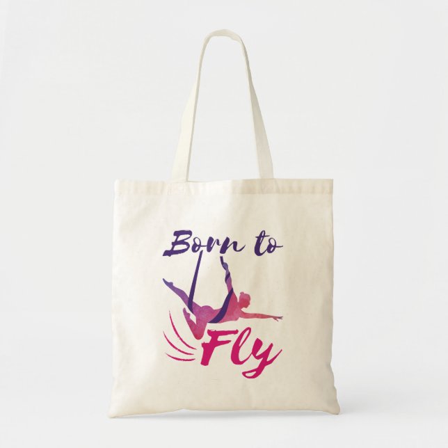 Tote Bag Yoga Aérien soies Né pour voler (Devant)