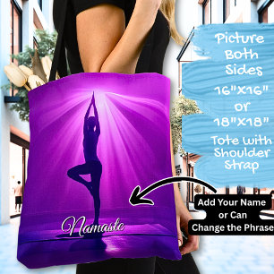 Tote Bag Yoga en Pink Purple Light - Ajouter un nom ou votr