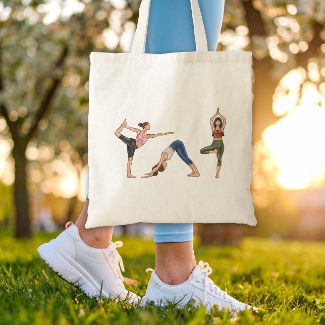 Tote Bag Yoga Femmes Poses Exercice Étendu Femmes (Créateur téléchargé)