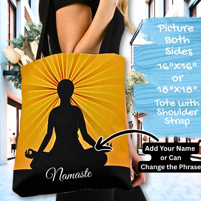 Tote Bag Yoga on Orange Sunbeams - Ajouter un nom ou votre  (Créateur téléchargé)