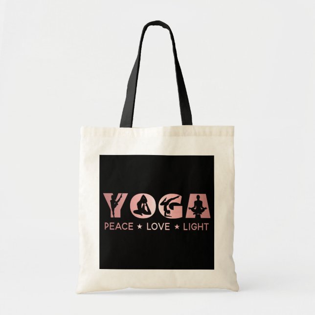 Tote Bag Yoga - Peace Love Light (Devant)