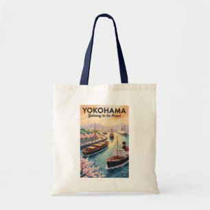 Tote Bag Yokohama Japon Illustration Voyage Art Vintage