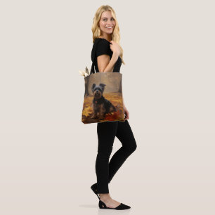 Tote Bag Yorkipoo dans les feuilles d'automne tombent inspi