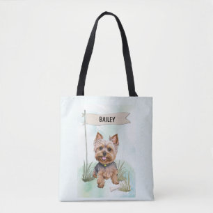 Tote Bag Yorkshire Terrier Aquarelle Chien Personnalisé