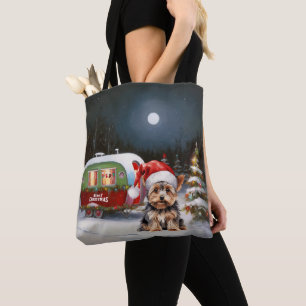 Tote Bag Yorkshire Terrier Caravan Christmas Adventure