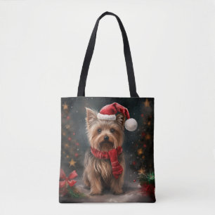 Tote Bag Yorkshire Terrier Chien dans la neige Noël