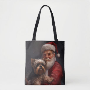 Tote Bag Yorkshire Terrier Santa Claus Festive Noël