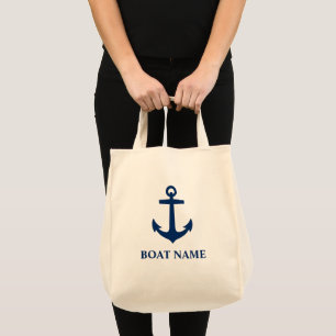 Tote Bag Your Boat Name Classic Anchor Eco Friendly Grocery
