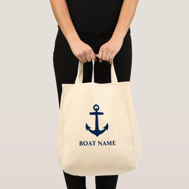 Tote Bag Your Boat Name Classic Anchor Eco Friendly Grocery (Devant (produit))