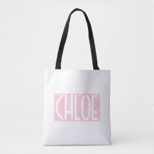 Tote Bag Your Bold White Text on Light Pink