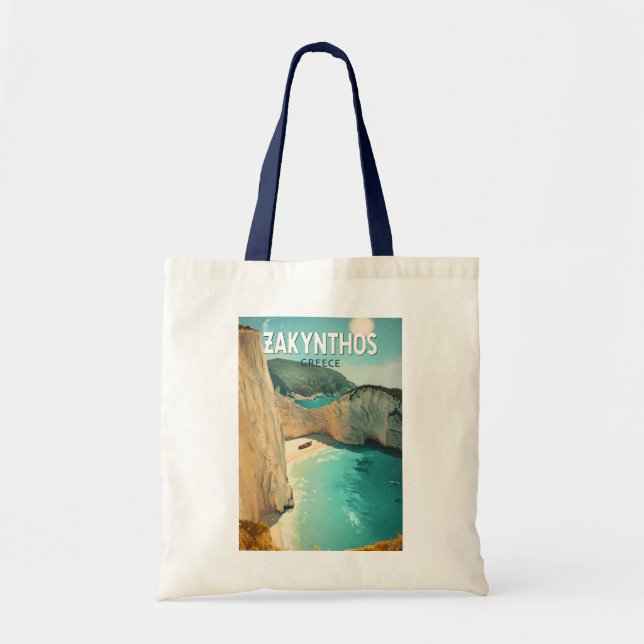 Tote Bag Zakynthos Greece Illustration Travel Art Vintage (Devant)