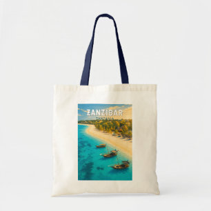 Tote Bag Zanzibar Tanzanie Illustration Art de Voyage Vinta