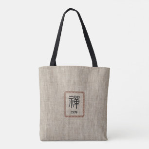 Tote Bag Zen rustique look faux burlap impression minimalis