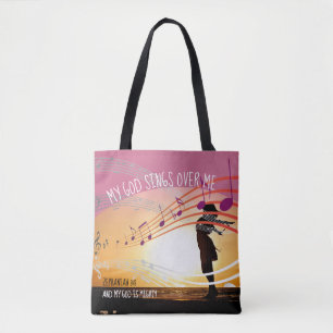 Tote Bag Zephanie 3:17 MON DIEU CHANTE SUR MOI Chrétien ros
