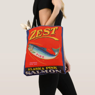 Tote Bag Zest rose saumon des années 1930 étiquette