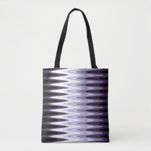 Tote Bag Zig Zag noir blanc gris foncé violet Motif beige