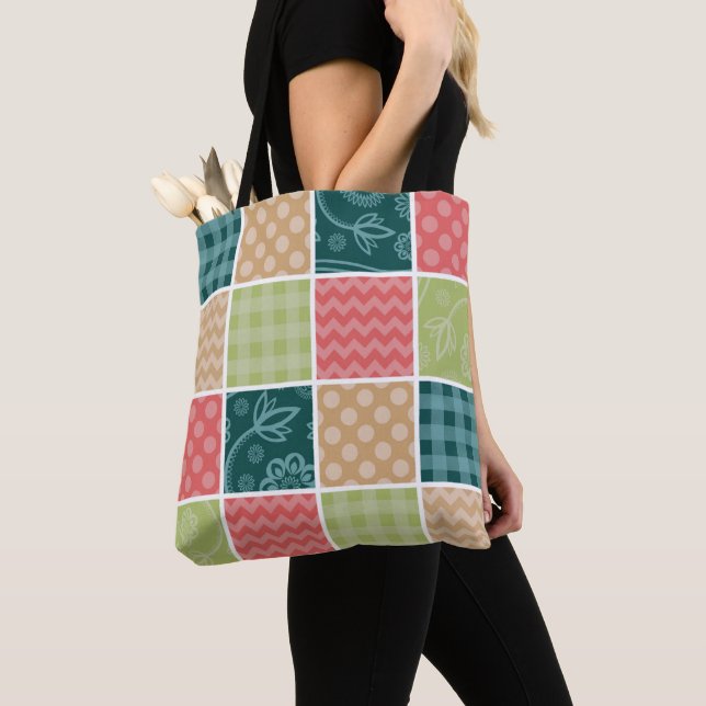 Tote Bag Zigzag, Chevron, En vichy, Pois, Patchwork (De près)