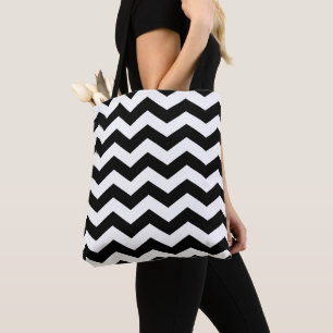 Tote Bag Zigzag Chevron Noir Et Blanc