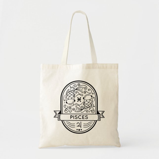TOTE BAG ZODIAC BADGE SYMBOLE PISCES STROKE (Devant)