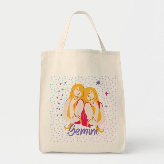 Tote Bag Zodiac moderne Gemini Twins (Devant)