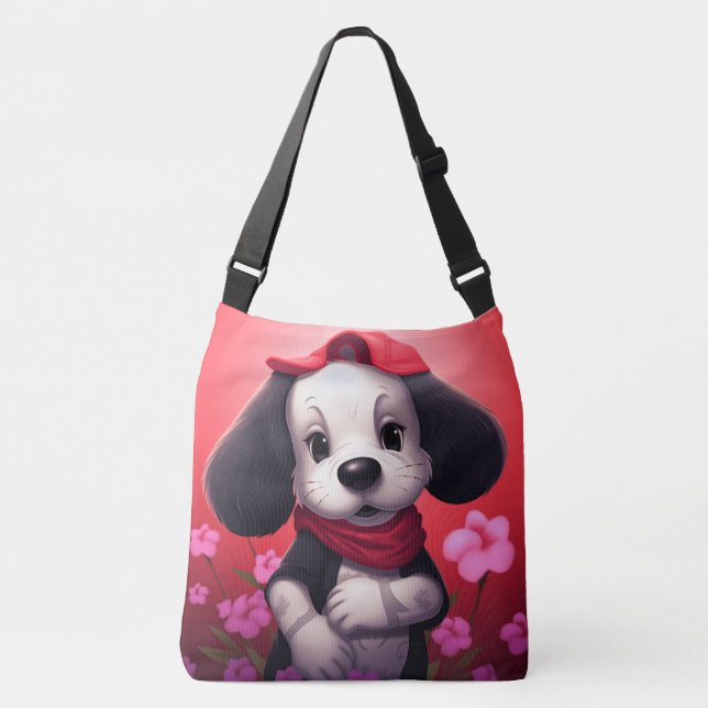 Tote Bagdog with red cap Tragetaschen Mit Langen Trägern (Vorderseite)